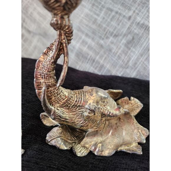 1990's Arthur Court candle holders, vintage set, Leopard and Elephant - Picture 3 of 14